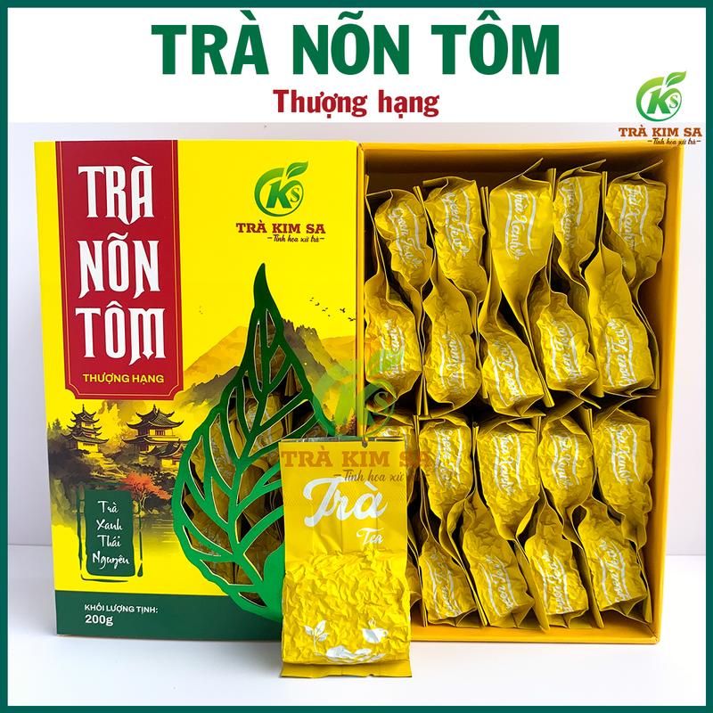 Hộp Trà Quà tặng Nõn Tôm Thượng Hạng Hộp 20 Gói 10Gr  - Trà/Chè xanh Hữu cơ Thái Nguyên - Trà Kim Sa