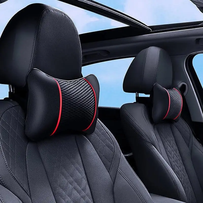 Universal Car Headrest Pillow, 1 Count PU Leather Breathable Neck Pillow, Soft Comfortable Seat Rest Cushion, Auto Accessories Decorations