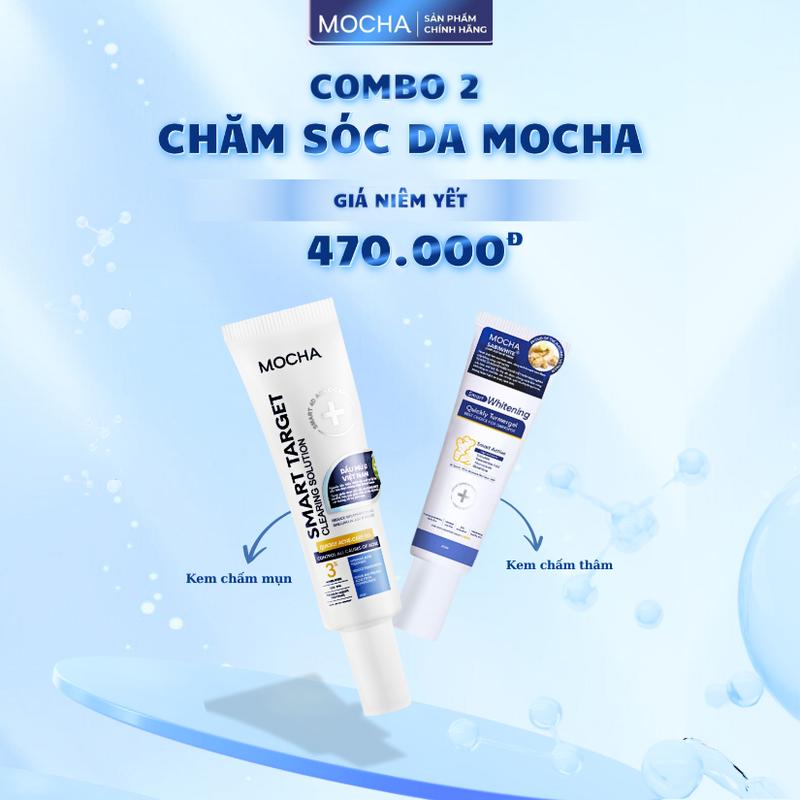 Combo 2 Sản Phẩm Chăm Sóc Da Mocha Gồm Kem chấm mụn Smart Target + Kem thâm Smart Whitening