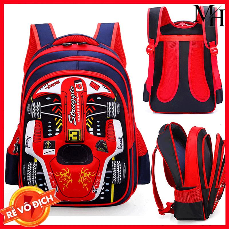 Balo nhiều size cho bé trai mẫu giáo, tiểu trung học in nổi 3D hình oto, ba lô cặp sách đi học đi chơi siêu đẹp, cực chất mầm non cao cấp