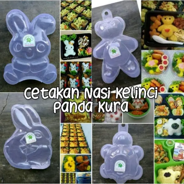 6Pcs Cetakan bento nasi kelinci panda kura-kura cetakan puding kelinci panda kura-kura Kitchenware