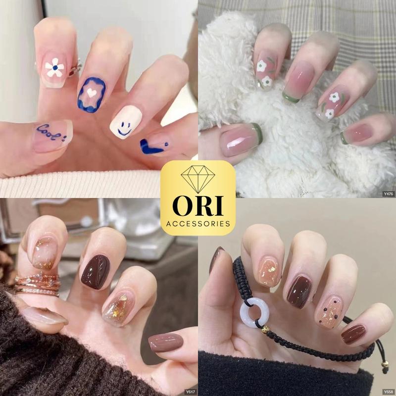 Móng Tay Giả Nail Box Đính Đá Đính Charm Kiểu Dài Màu Hồng Đen làm nail ORI ACCESSORIES ZX14