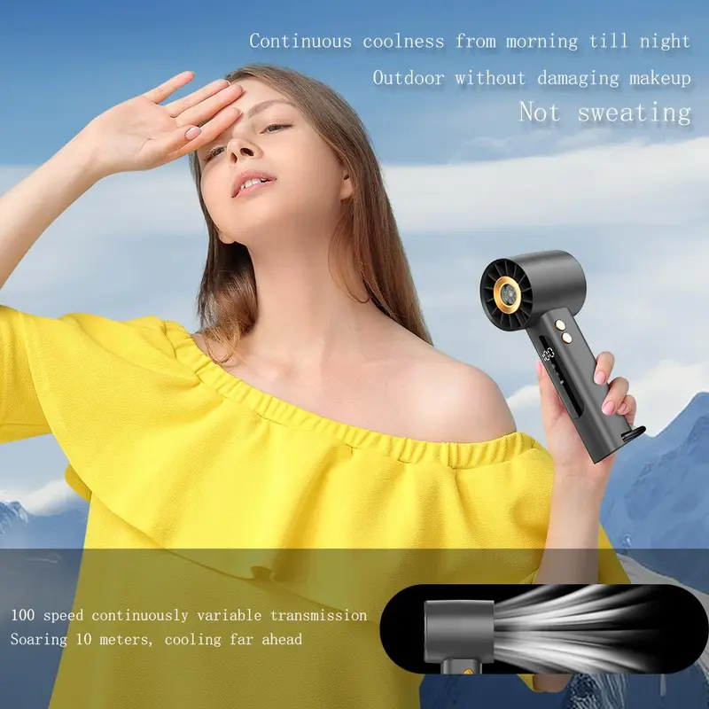 USB Rechargeable Handheld Fan, Portable Desktop Fan with Digital Display, Adjustable Wind Speed Fan for Home Office Travel Outdoor, Multipurpose Fan 2