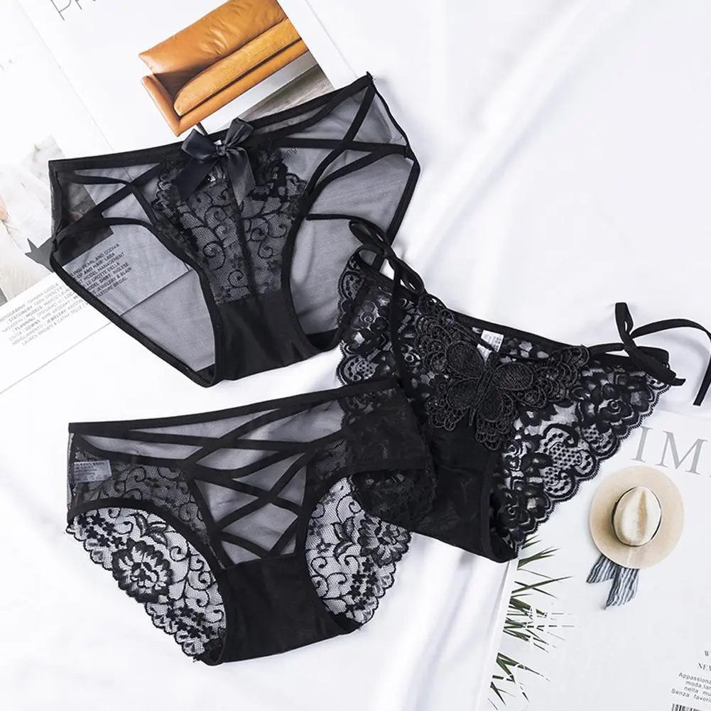 Women's Lace Panties Sexy Low-waist Breathable Briefs Free Size