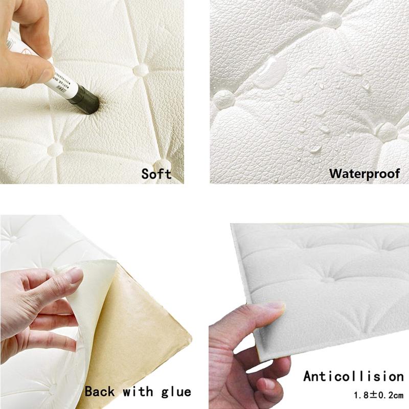 Giấy Dán Tường Xốp Chống Va Chạm Tự Dính Tự Làm 3D, Miếng Miếng Dán Tường Chống Thấm Nước, Nền Giả Da, 60 * 30 * 1.2Cm 7