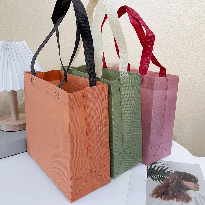 Túi Mua Sắm, Thân Thiện Với Môi Trường, Túi Xách Nữ, Có Thể Gập Lại, Vải Tái Chế, Không Dệt, Màu Trơn Túi Đựng Đồ, 1 Chiếc 3