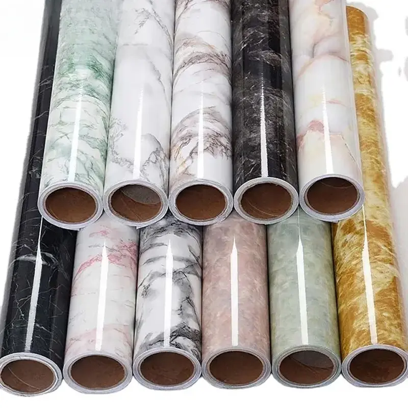 Marble Wallpaper Stickers Kitchen Bathroom Waterproof Oil Resistant Heat Resistant PVC Wall Stickers Safe Home Living Room Bedroom Granite Background Wall Stickers Decorative Wall Coverings
