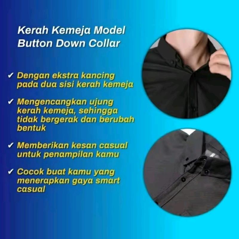 PAKET 2 PCS super hemat kemeja Pria Polos Jumbo XXL sampai XXXL Casual atau Formal Katun V-Neck lengan pendek 6