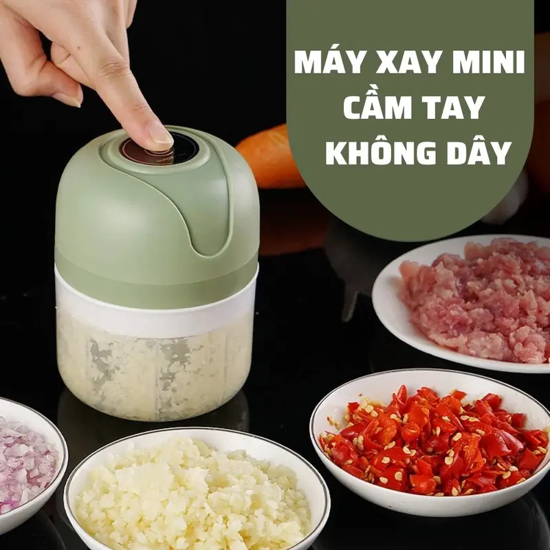 Máy Xay Mini Tỏi Ớt Cầm Tay 250ml Sử Dụng Cổng Sạc USB Siêu Tiện Lợi Mẫu Mới 2021 Inox mayxay  toiot 6