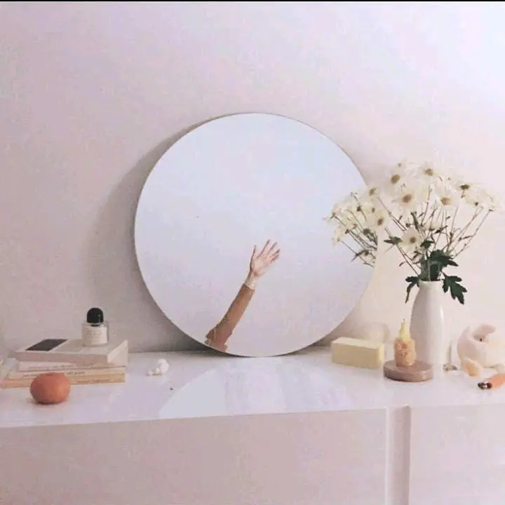 Cermin Gantung tali cermin bulat aesthetic cermin rias dinding cermin tempel dinding