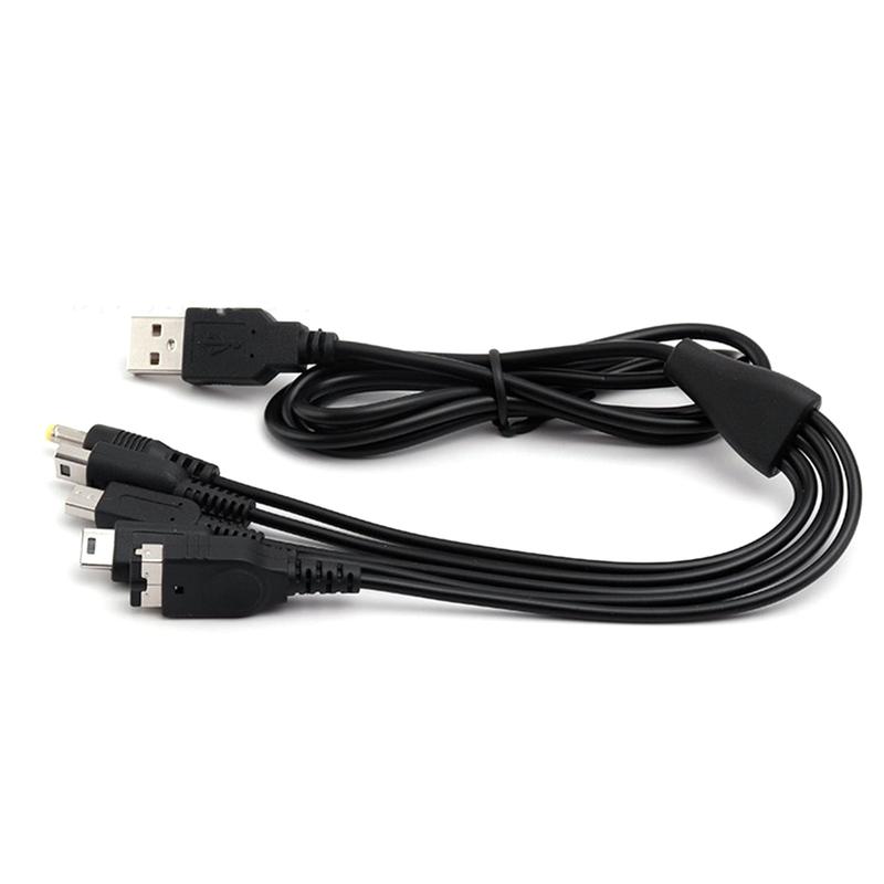 5 in 1 Charge Cable Cord for NDSL/WiiU/New 3DS XL 3DS XL 2DS DsiXL for NDS/GBASP/PSP1000 2000 3000 USB Charger 6