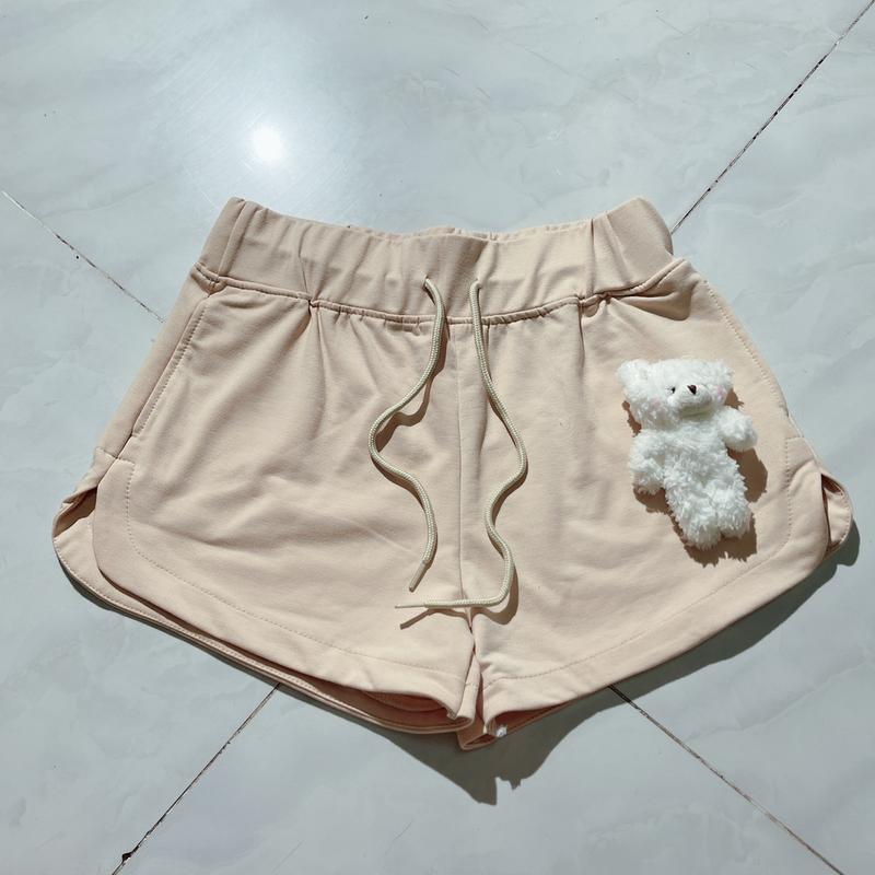Quần đùi nữ đính gấu, chất da cá mềm, lưng chun ảnh thật MS0059 Women Thun 5