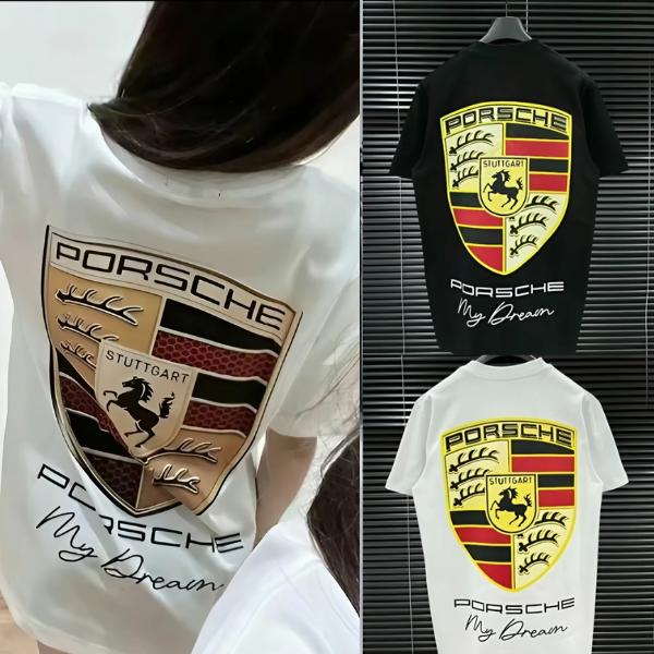 Áo Phông Pors Che Hình In Logo 5D - Chất Vải Poly Mịn Co Dãn Thấm Hút Mồ Hôi Unisex Form Rộng Cho Cả Nam Nữ