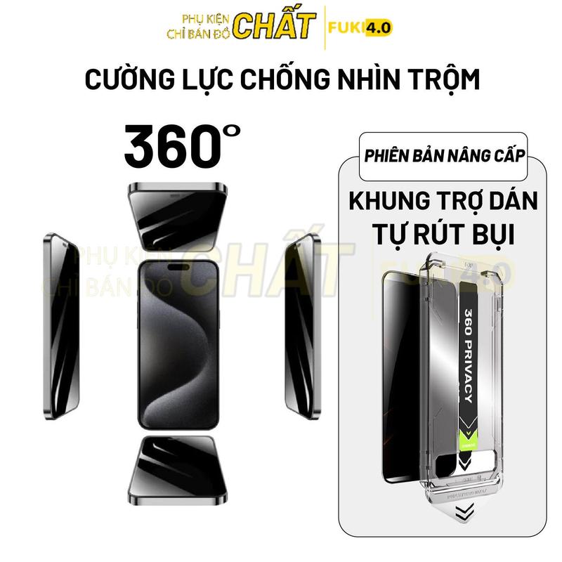 Kính cường lực iphone chống nhìn trộm 360 độ cho ip 17 promax Ip 16 promax 15 promax 14 ProMax 13 ProMax 12 ProMax 11 ProMa pro plus x Xs Max X Xr  ip 16 15 14 13 12 11 Magicbox có khung tự dán tự hút bụi có màng bảo vệ loa