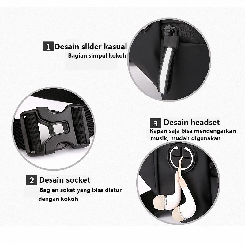 Product Introduction of Techdoo Tas Pria Selempang Casual Anti Air Pinggang Pria Slingbag Waistbag Slempang Pria Murah TS214 13