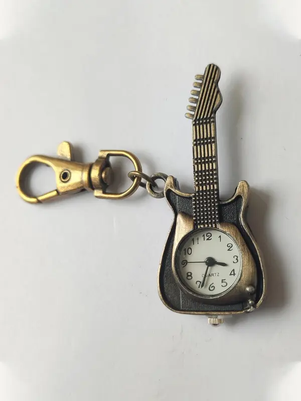 Men's Vintage Style Guitar Shaped Design Quartz Watch, Casual Trendy Analog Watch As Gifts, Fashionable Keychain & Bag Charm for Daily Decoration As Gift without Box 4