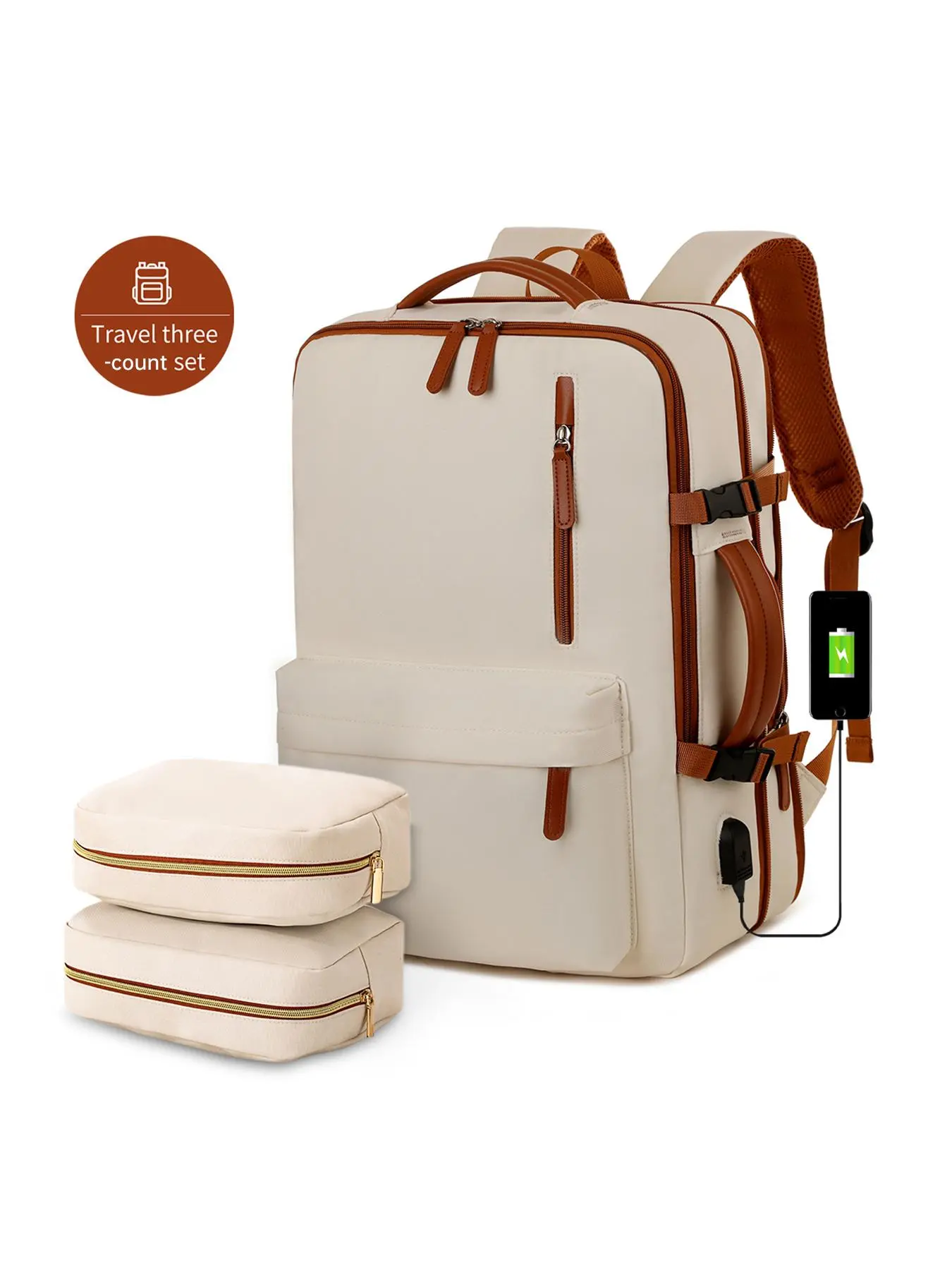 Large Capacity Travel Backpack with Packing Cubes, Lightweight Durable Nylon Travel Bag for Weekend Getaways, College & Office
