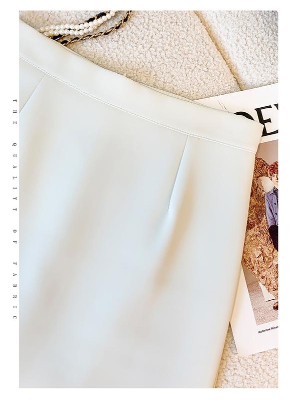 Product Introduction of AMMIN Korean style zipper high waist fashion pleated chiffon skirt Women 2024 Spring Fall retro solid color commuter A-line anti-slip hip wrap one-step dress 23