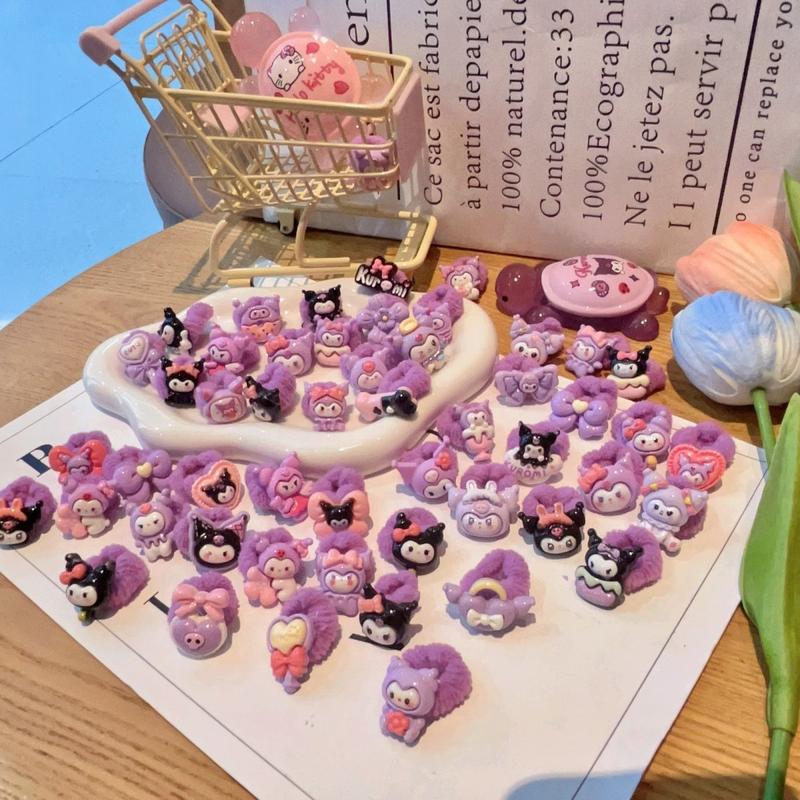 Sanrio Kuromi Children's Baby Hair Tie Thumb Hair Ring Non-Damaging High Elasticity Hair Tie Rubber Band Girls' Hair Accessories 1