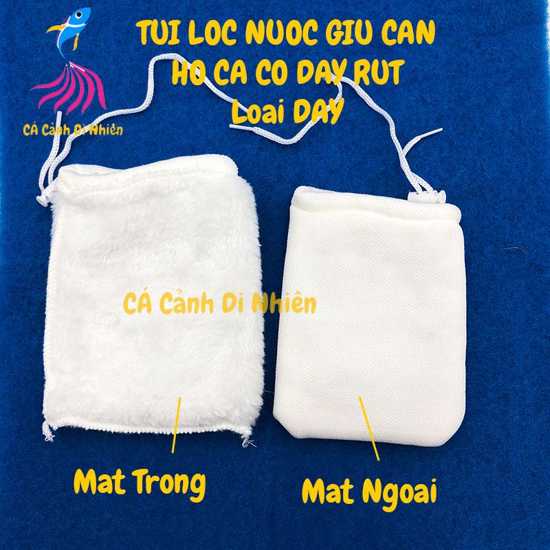 Túi lọc nước giữ cặn hồ cá loại DÀY có dây rút bằng vải bông túi lọc phân bể cá