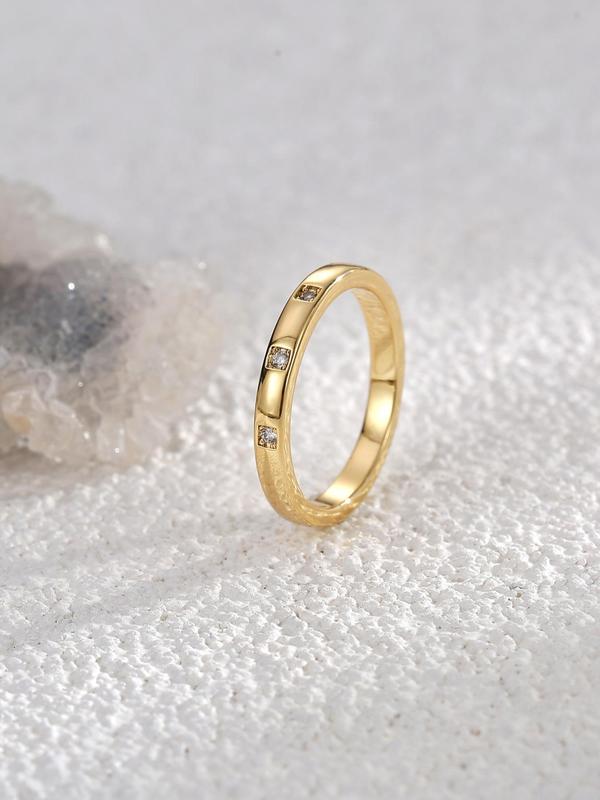Women's Simple Plain Rhinestone Decorated Minimalist Ring, Fashion Accessories For Women & Girls, Casual Versatile Party Accessories 0