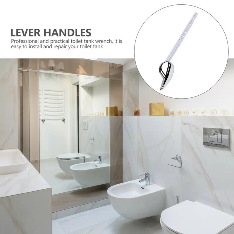 Toilet Tank Flush Lever Chrome Finish Handle Fittings Assembly Replacement Tools 1 2
