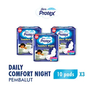 [Exclusive Creator] Hers Protex Pembalut Comfort Night 10 Bag x3