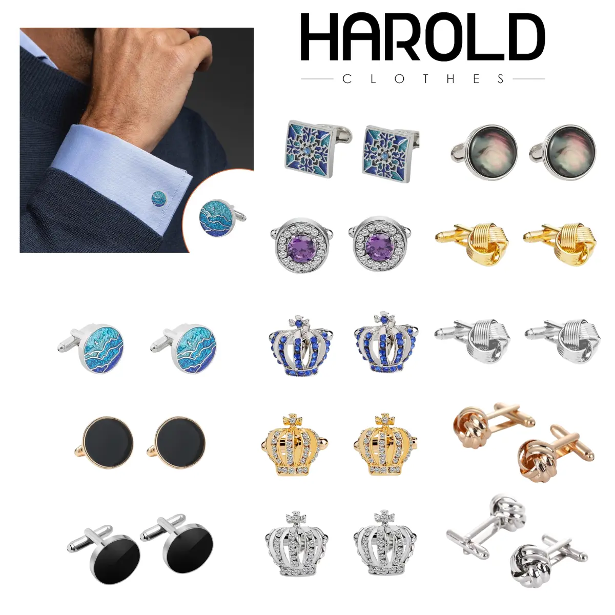 Phụ Kiện Thời Trang Khuy Măng Sét - Cufflinks Cao Cấp Harold Twining Three Dimensi Đa Dạng Mẫu Mã - Hàng Cao Cấp