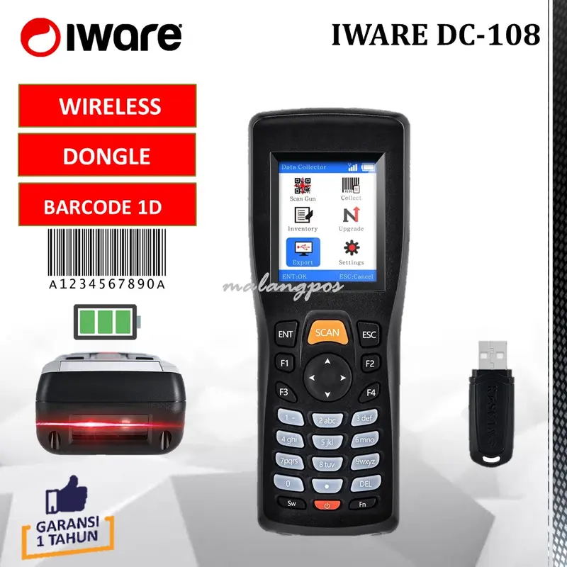 Barcode Scanner PDT 1D Wireless Iware DC108 DC 108 0