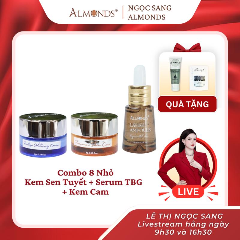 [COMBO 8 NHỎ] Combo Serum Tinh Chất + Kem Premium + Kem Sen Tuyết Hỡ Trợ Dưỡng Da Sáng Mịn Skincare Nữ