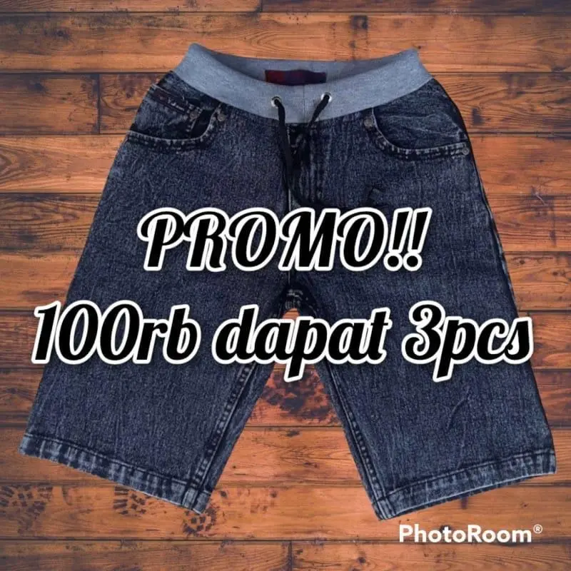 promo 100 ribu dapat 3 celana pendek jeans pinggang kolor rip