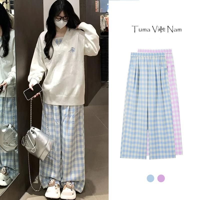 Xả combo 2 Quần ống rộng kẻ caro [Tuma Việt Nam] 2025 quần ống rộng màu sắc trẻ trung năng động dễ mặc dễ phối đồ