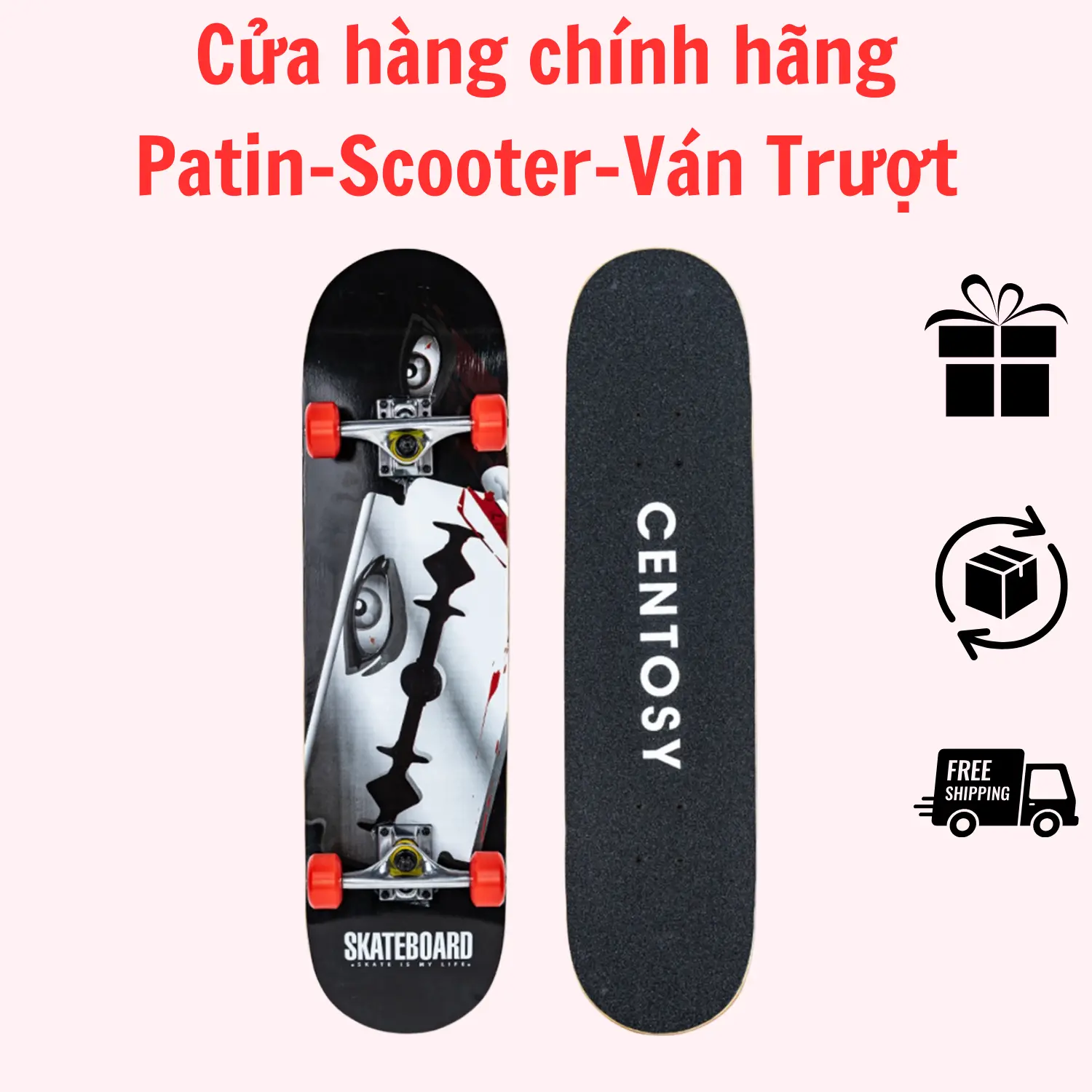 Ván Trượt Cougar-Centosy B5 Eye Họa Tiết Độc Lạ Cá Tính, Mặt Nhám, Gỗ Ép 7 Lớp Cao Cấp