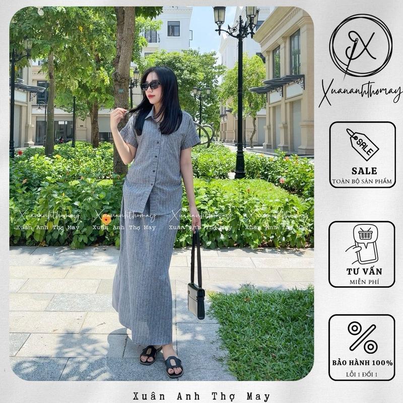 Set áo + chân váy đũi kẻ - Xuân Anh Thợ May 1