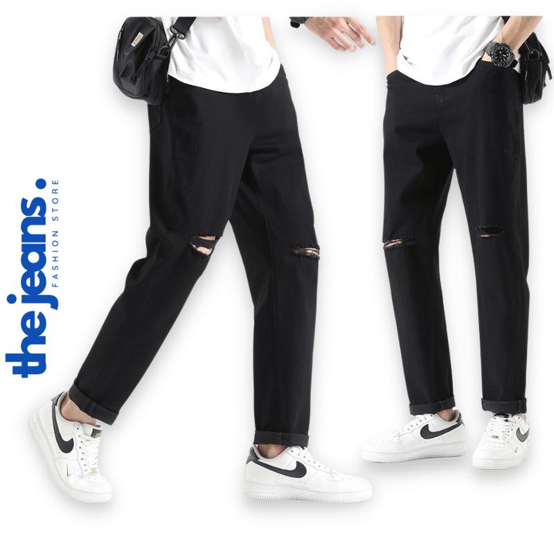 Quần jeans baggy nam dáng đứng ống suông rộng màu xanh, đen wash rách gối cá tính R2 The Jeans (Menswear, Pants) quanjean nam