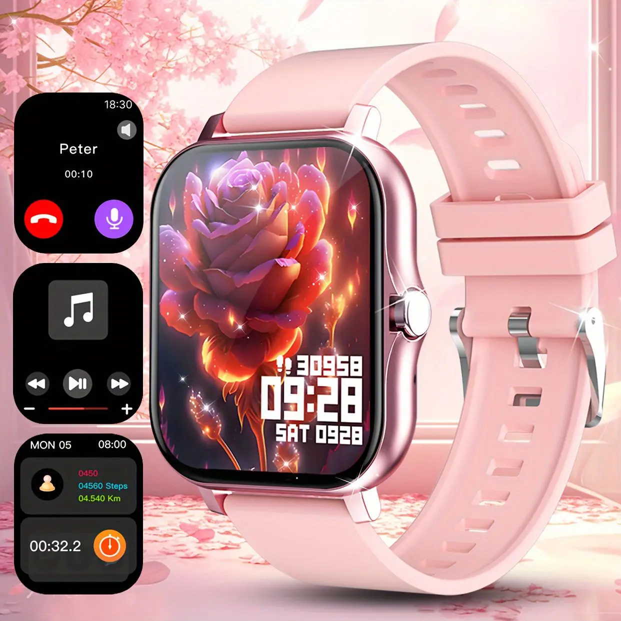 Multifunctional Smart Watch, Fashion Digital Watch with Heart Rate Monitoring and Sleep Tracking, Sports Watch for Women & Men, Wearable