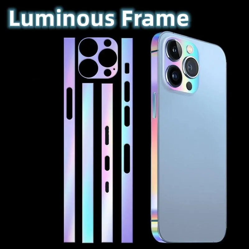 For iPhone 12 13 14 15 Pro Max Luminous Edge Film Side Frame Protective Sticker Skin Anti-Scratch Border Protector