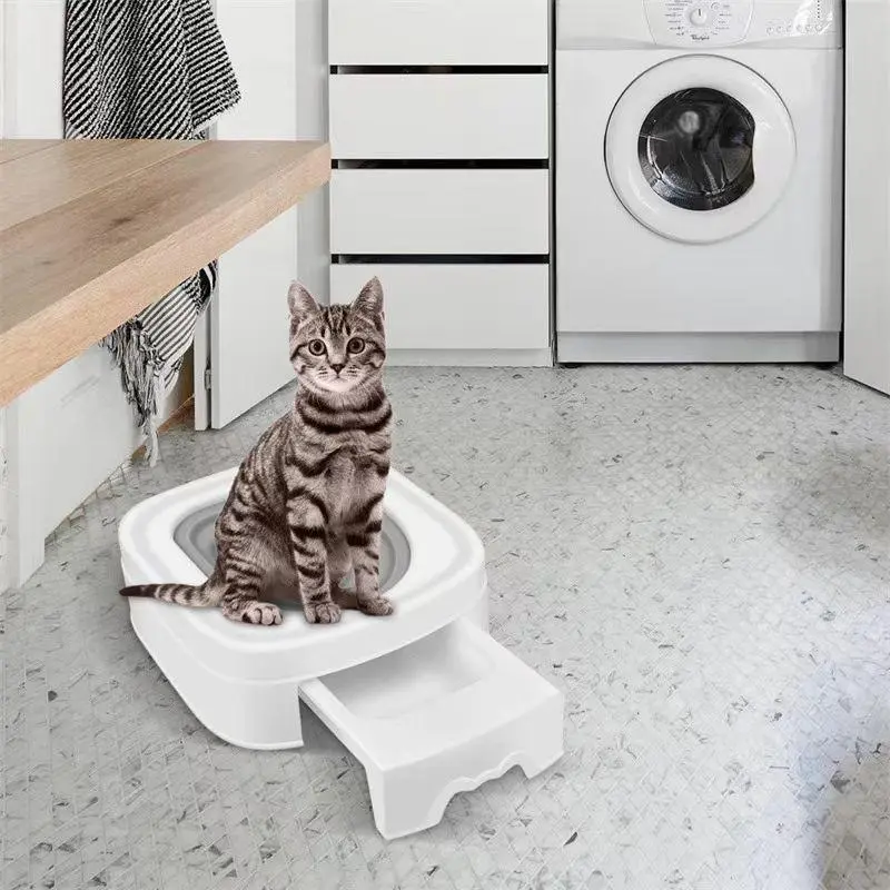 Self-service Cat Litter Box with Drawer, Cat Toilet with Litter Tray, Cat Toilet Training, Pet Litter Box, Cat Litter Tray, Cat Litter Supplies