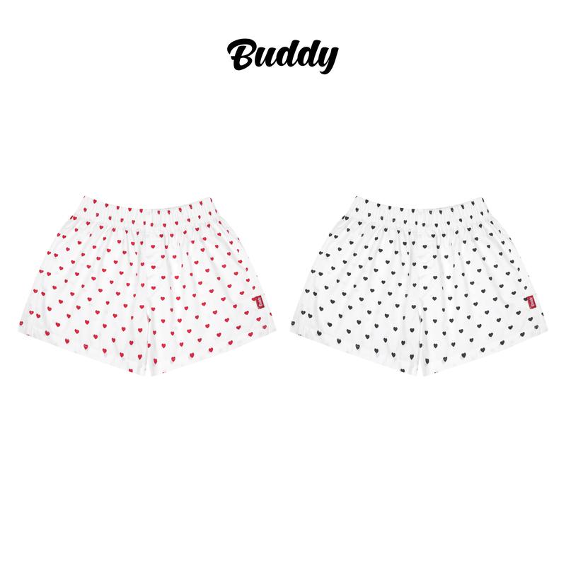 [BUDDY] LOVE BOXER -  Quần đùi ngủ kate nam nữ họa tiết TRÁI TIM mặc nhà form thoải mái