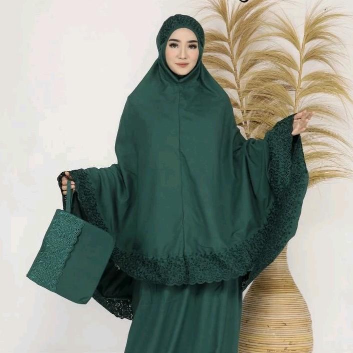 Mukena Dewasa Khadijah Motif Siti Hamidah Katun Micro Premium Jumbo Atasan Muslim Tie Bawahan 1