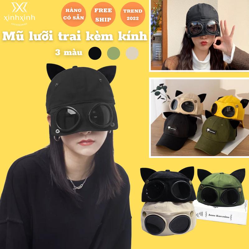  Mũ Kèm Kính Phi Hành Gia Tai Mèo Phong Cách Hàn Quốc 