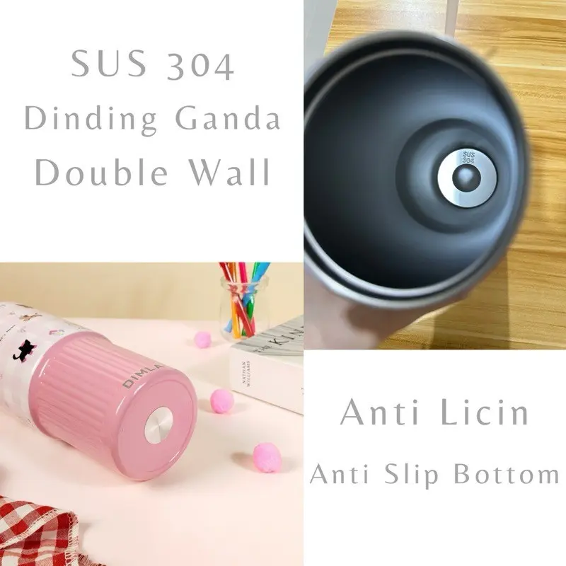 【COD】Tumbler Aesthetic Botol Minum Lucu 900ML Thermos Aesthetic Handle 2IN1 Anti Tumpah Dan Tahan Panas Dan Dingin Stainless Steel 304 Vacuum 5