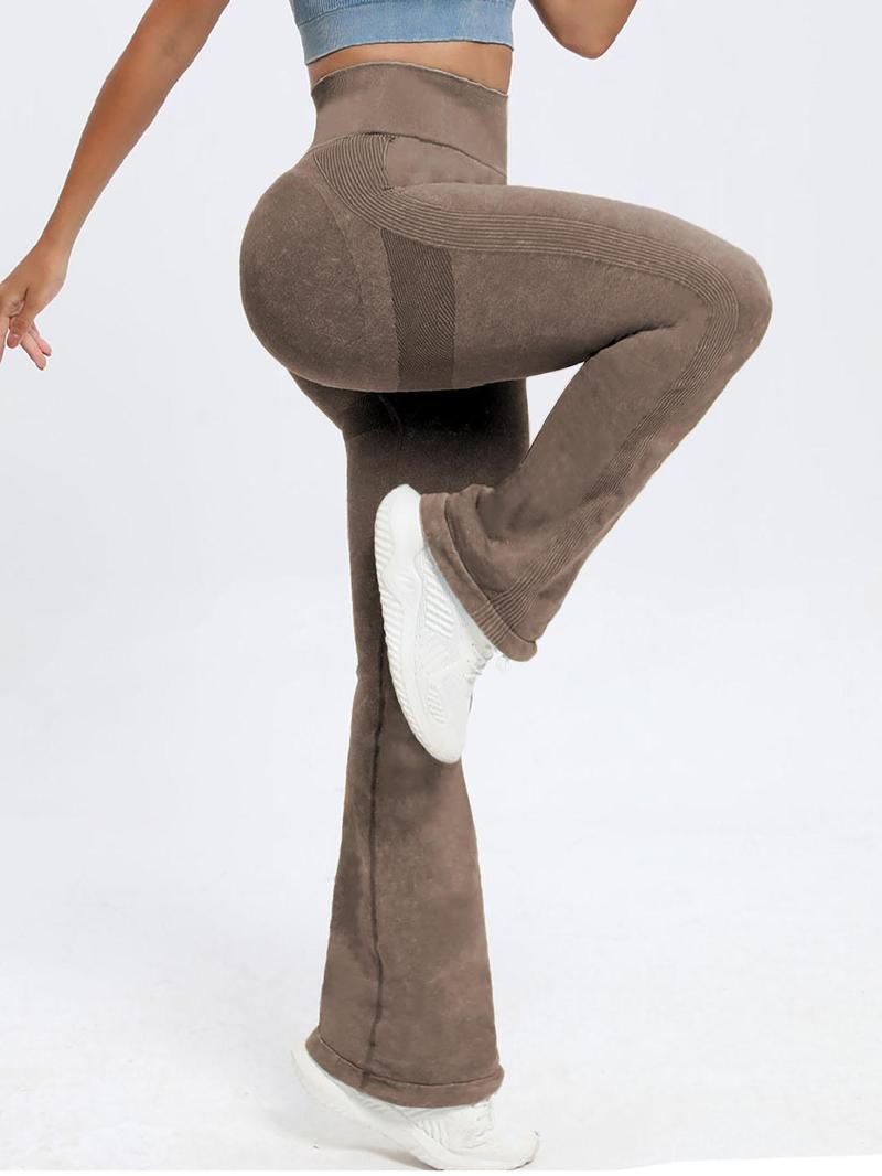 Product Introduction of Women's Solid High Waist Flare Leg Leggings, Casual Comfy Bell Bottom Tummy Control   Pants for Yoga Gym Workout, Ladies Bottoms for Spring & Fall 9
