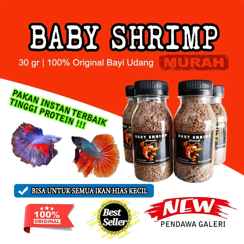 BABY SHRIMP BAYI UDANG MURNI TANPA CAMPURAN UNTUK PAKAN INSTAN IKAN HIAS KECIL TERBAIK MENINGKAT KAN WARNA