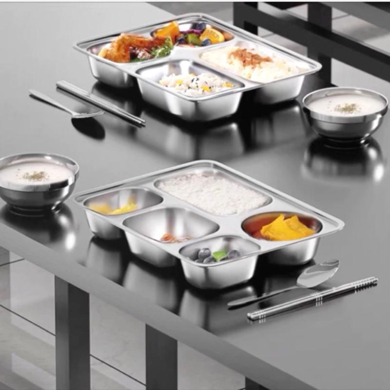 ￼Khay cơm inox 3 / 4 / 5 ngăn sâu lòng phong cách Hàn Quốc - Chính hãng inox cao cấp (6 kích cỡ) 3