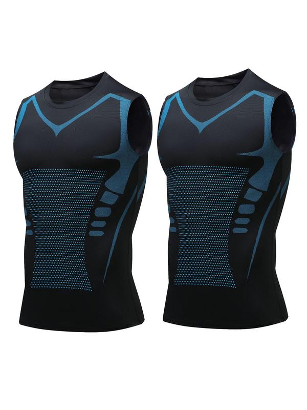 Men's Compression Round Neck Shapewear Tank Top, Quick Drying Breathable Sleeveless Tummy Control Shaper Top, Men Shapewear for All Seasons, Activewear for Runner, Compression Garment 0