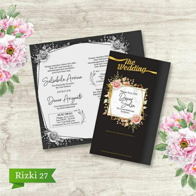 Undangan Pernikahan RIZKI 27 Elegan Modern Paket Lengkap 100 PCS Gratis Label & Plastik - JanjiKita | Default