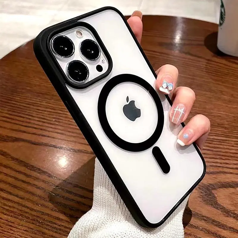 Luxury Magsafe Transparent Case For iPhone 15 14 13 12 11 Pro Max X XS XR Max 7 8 Plus SE 2020 2022 Mini Magnetic Bumper  Cover