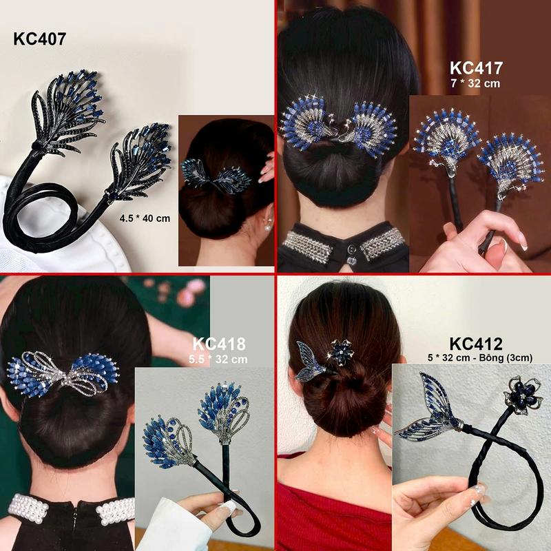  GOTI Thời Trang Tóc Nữ Kẹp Quấn Tóc - Kẹp Búi Tóc Bằng Sắt Nhiều Mẫu Đá Xanh Thanh Lịch Quà Tặng Dành Cho Nữ 8 3 20 10 KC407-KC423 Women Cài Tóc Hoa 