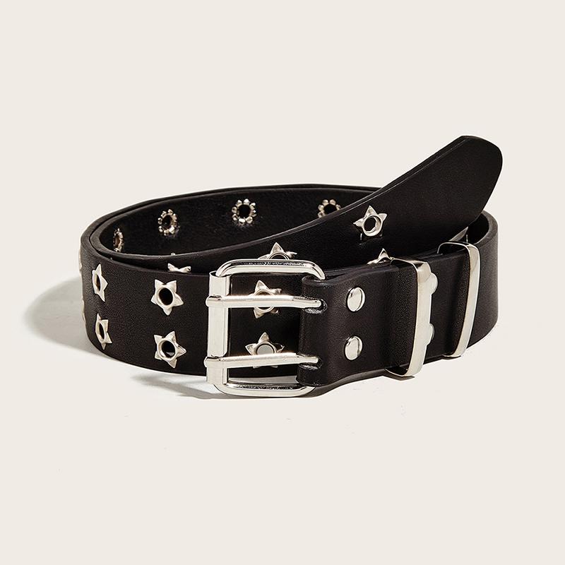 Product Introduction of Punk Style Star Double-Breasted Belt Waist Strap Hollow Out Pu Leather Jeans Decorative Fashion Waistband 27